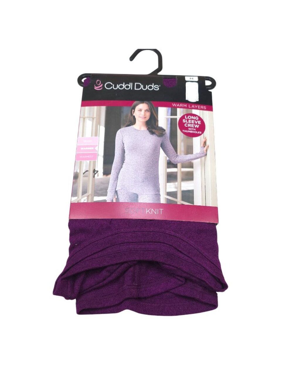 Cuddl Duds Womens Soft Knit Medium Long Sleeve Crew With Thumbholes Warm Layers